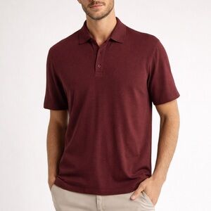 Vince Slub Polo Shirt Mens Medium Malbec 100% Cotton Made in Peru Maroon